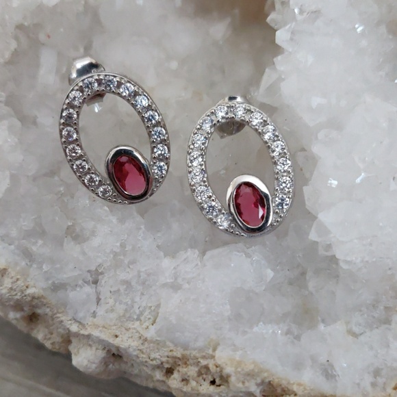 Jewelry - Sterling Silver Ruby Earrings